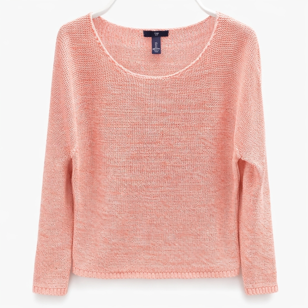 Gap 100% Cotton Lightweight Knit Sweater Light Pink Pullover Womens Large Preppy